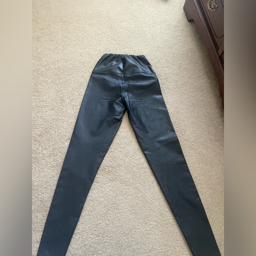 All Saints Leather Black Leggings Pants - Picture 2 of 7